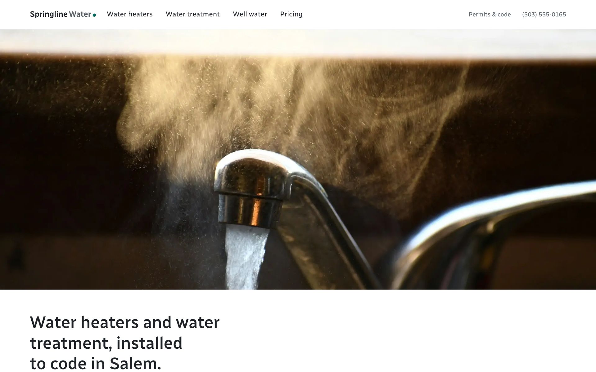 Springline Water homepage