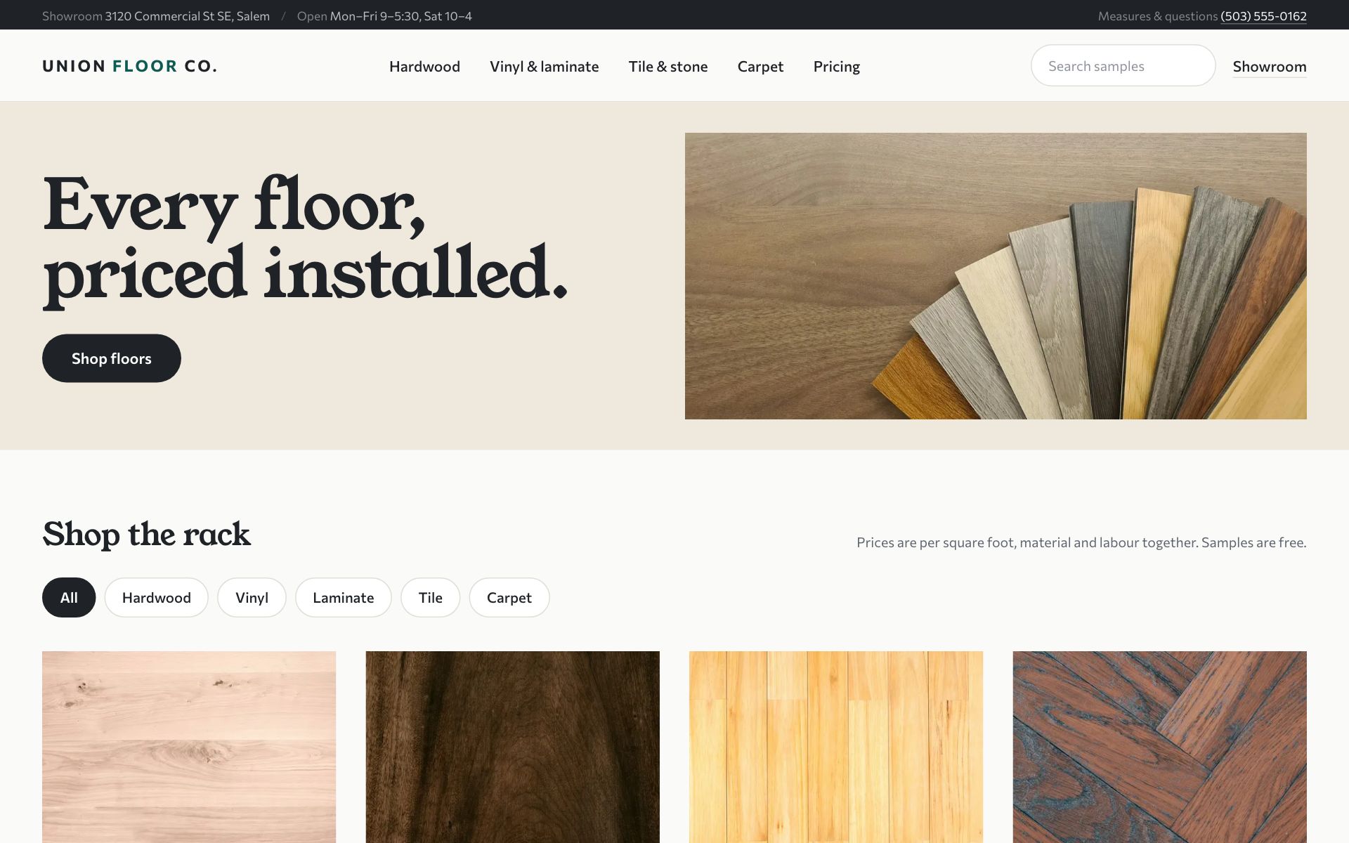 Union Floor Co. homepage