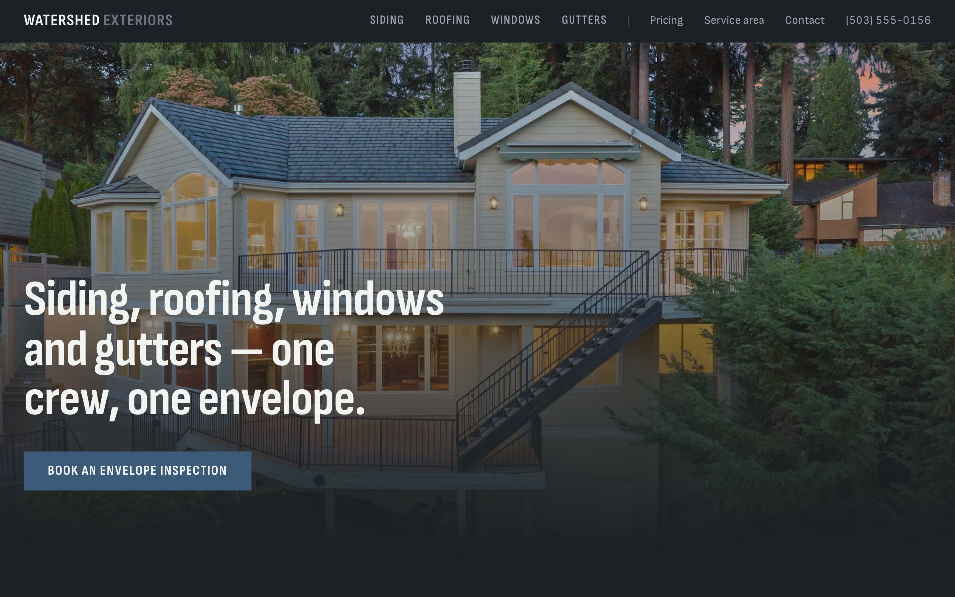 Watershed Exteriors homepage